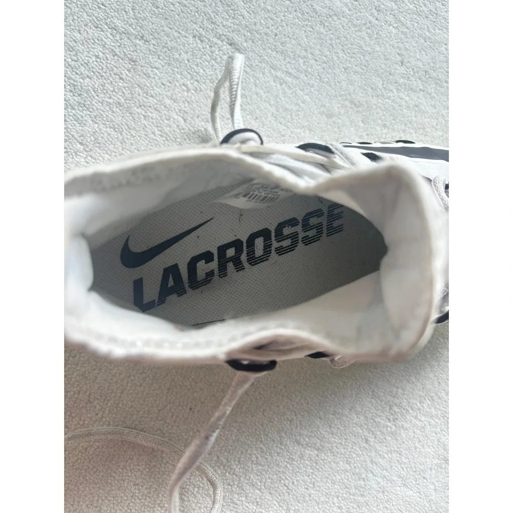 Nike Alpha Huarache 6 Elite LAX White Lacrosse Cleats Size 9.5 (880409-107)
